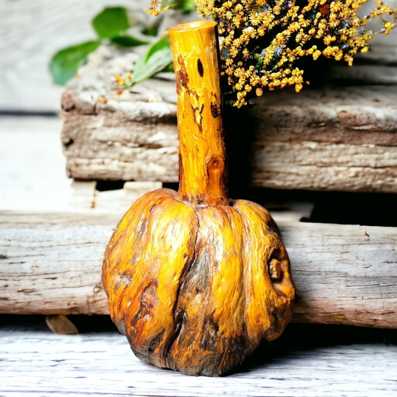 Artisan Carved Wooden Vase | Sculpture - Picture 5 of 9